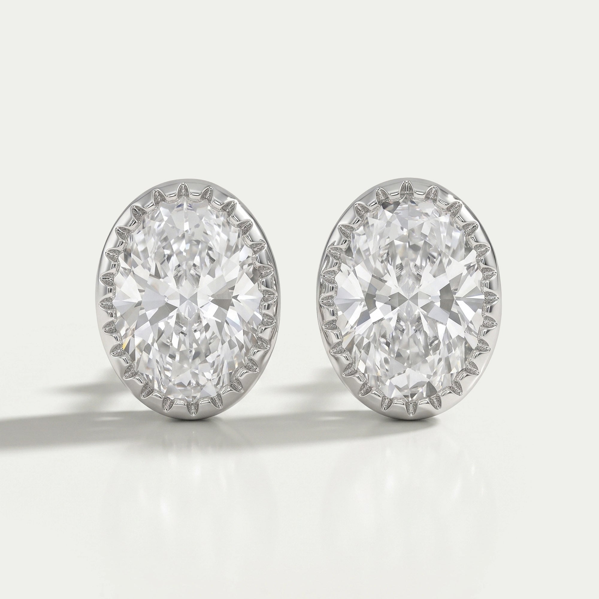 Oval Cut Lab Diamond Milgrain Stud Earrings Earrings