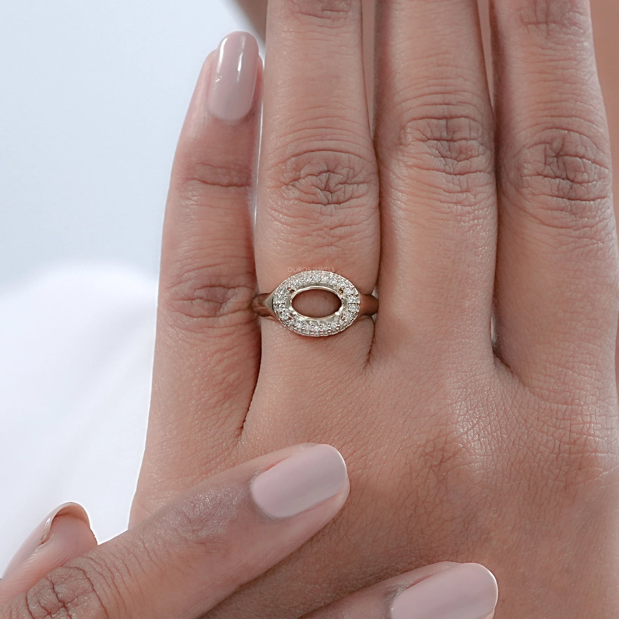 Oval Shape Double Halo Semi Mount Engagement Ring Rings