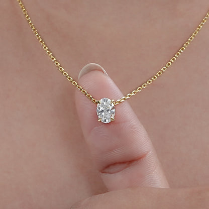 Oval Cut Lab Diamond Solitaire Pendant Necklaces