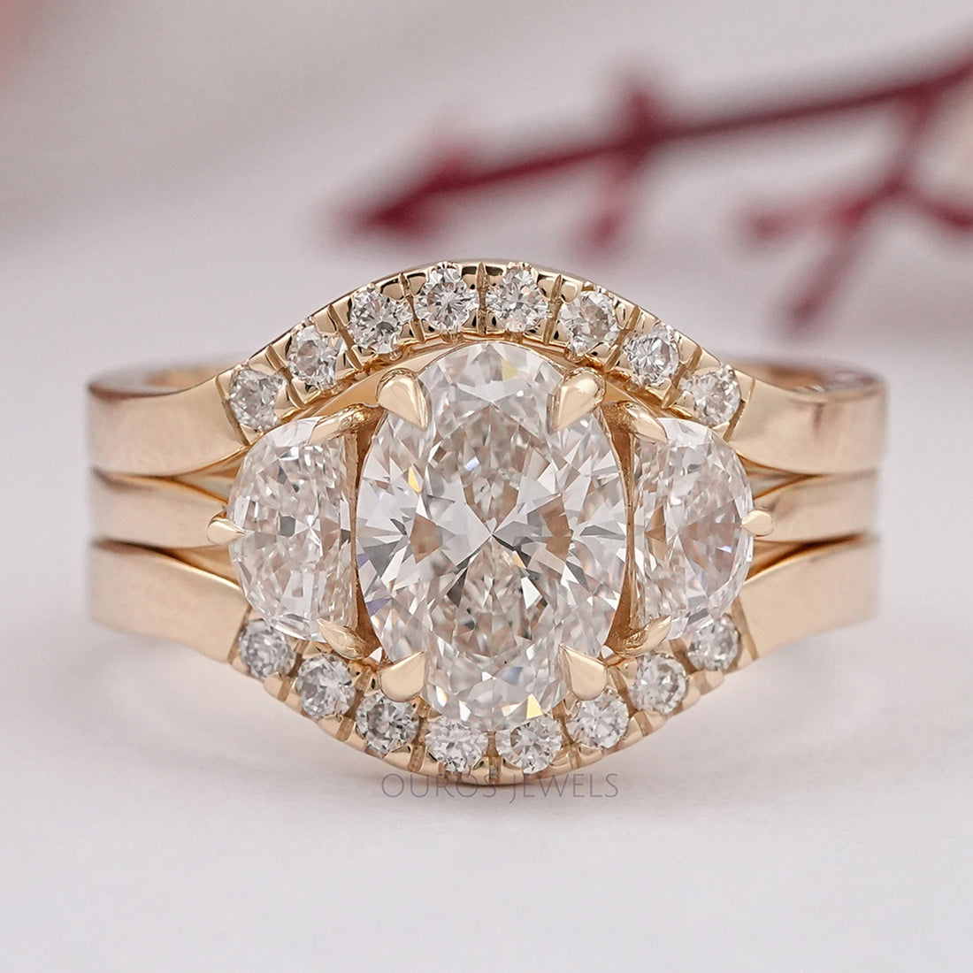 Oval Shape Lab Diamond Bridal Ring Set Rings