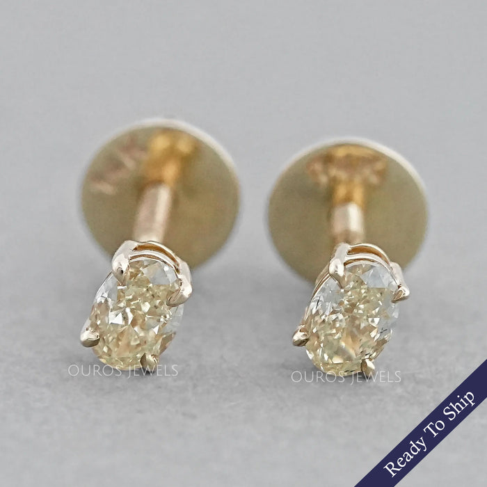 Yellow Oval lab Diamond Stud Earrings