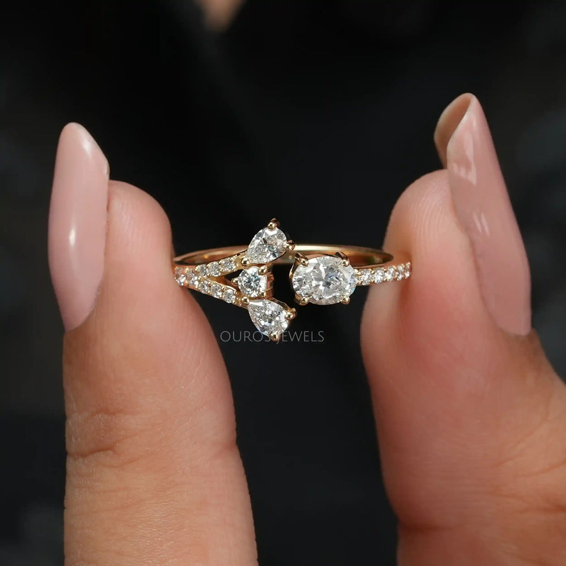 Open Cuff Styles Oval Cut Lab Grown Diamond Ring Rings