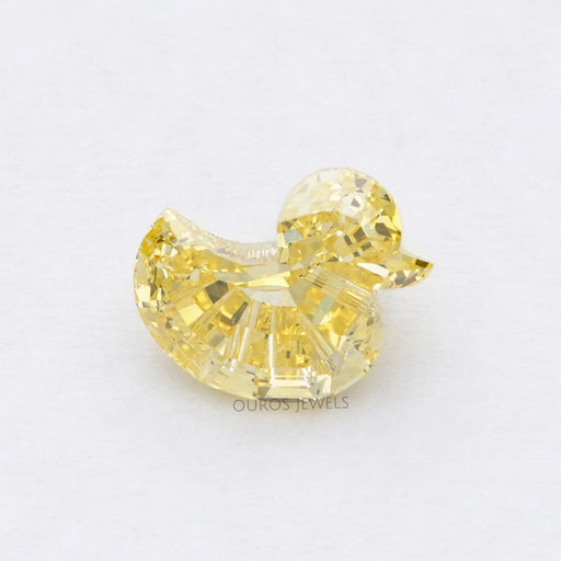 front view of 1.90 carat yellow duck cut lab grown loose diamond
