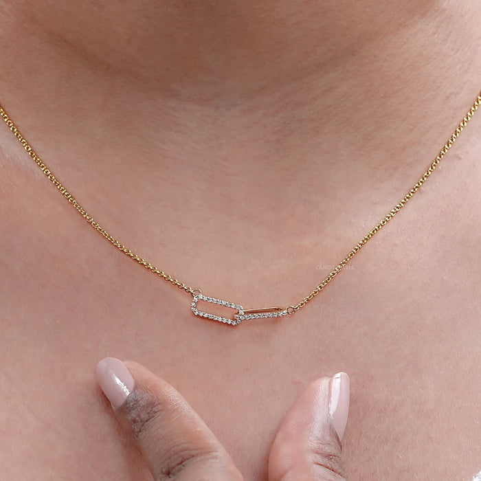 Open Rectangle Round Lab Diamond Interlinked Pendant