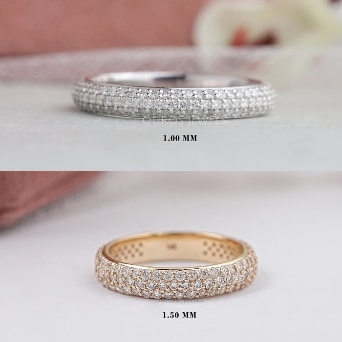 Round Cut Lab Diamond  Pave Set Wedding Ring