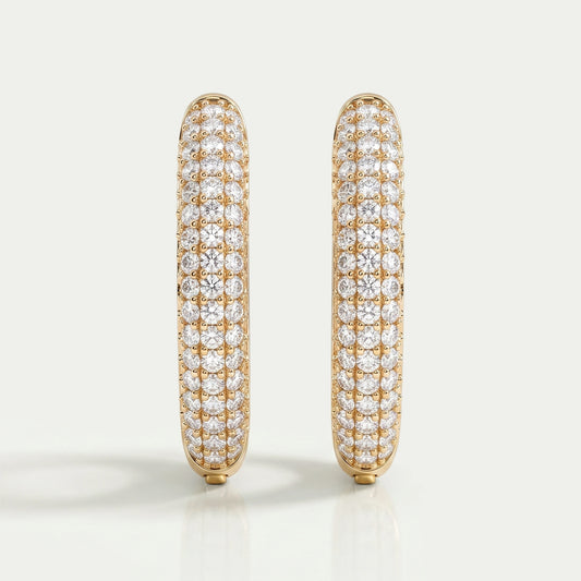 Round Lab Diamond Pave Set Hoop Earrings Earrings