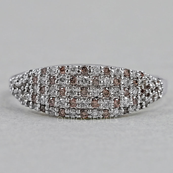 Champagne Round Pave Set Diamond Ring