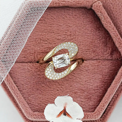 Old Mine Cushion Cut Diamond Accent Bypass Ring