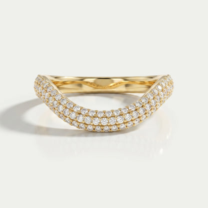 Pave Set Round Lab Diamond Curved Band Ring