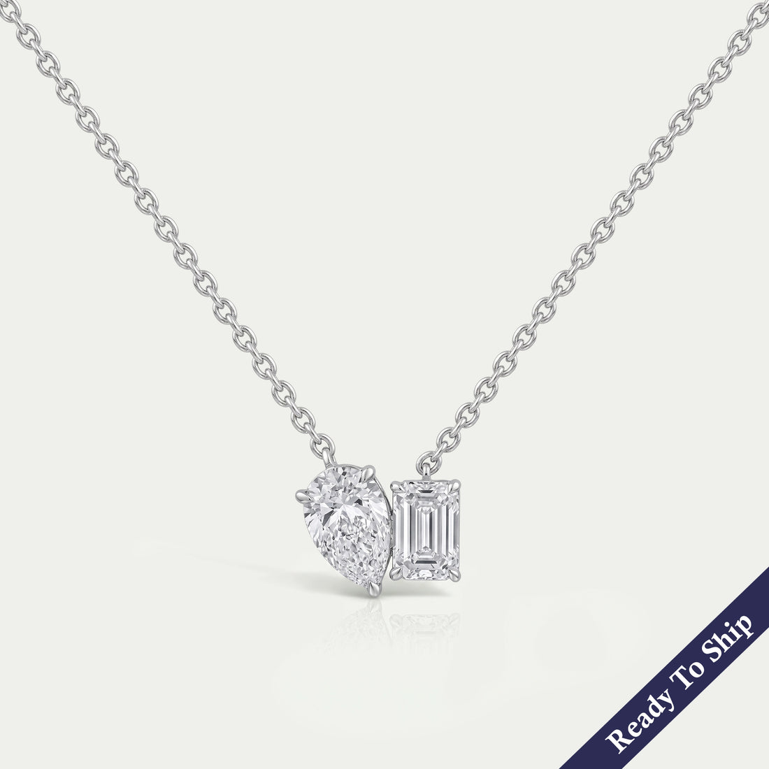 Pear And Emerald Lab Diamond Toi Moi Pendant Necklaces