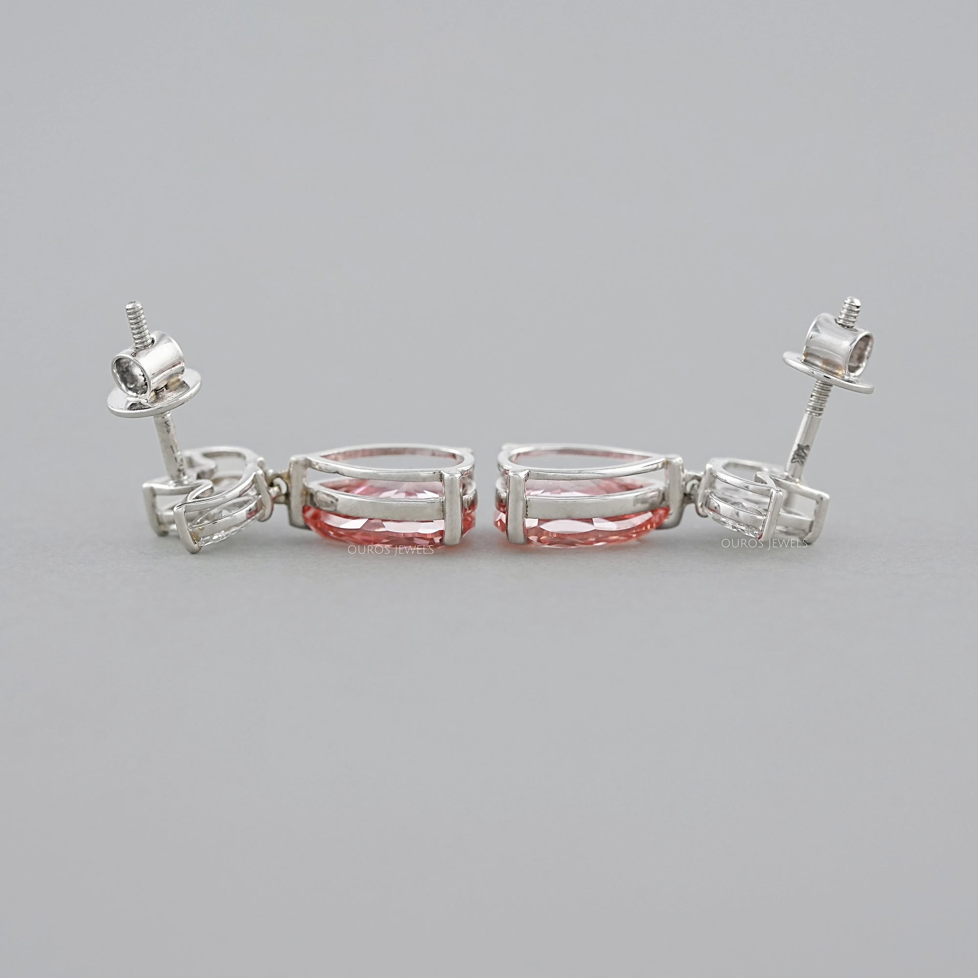 Fancy Pink Pear And Marquise Diamond Drop Earrings Earrings