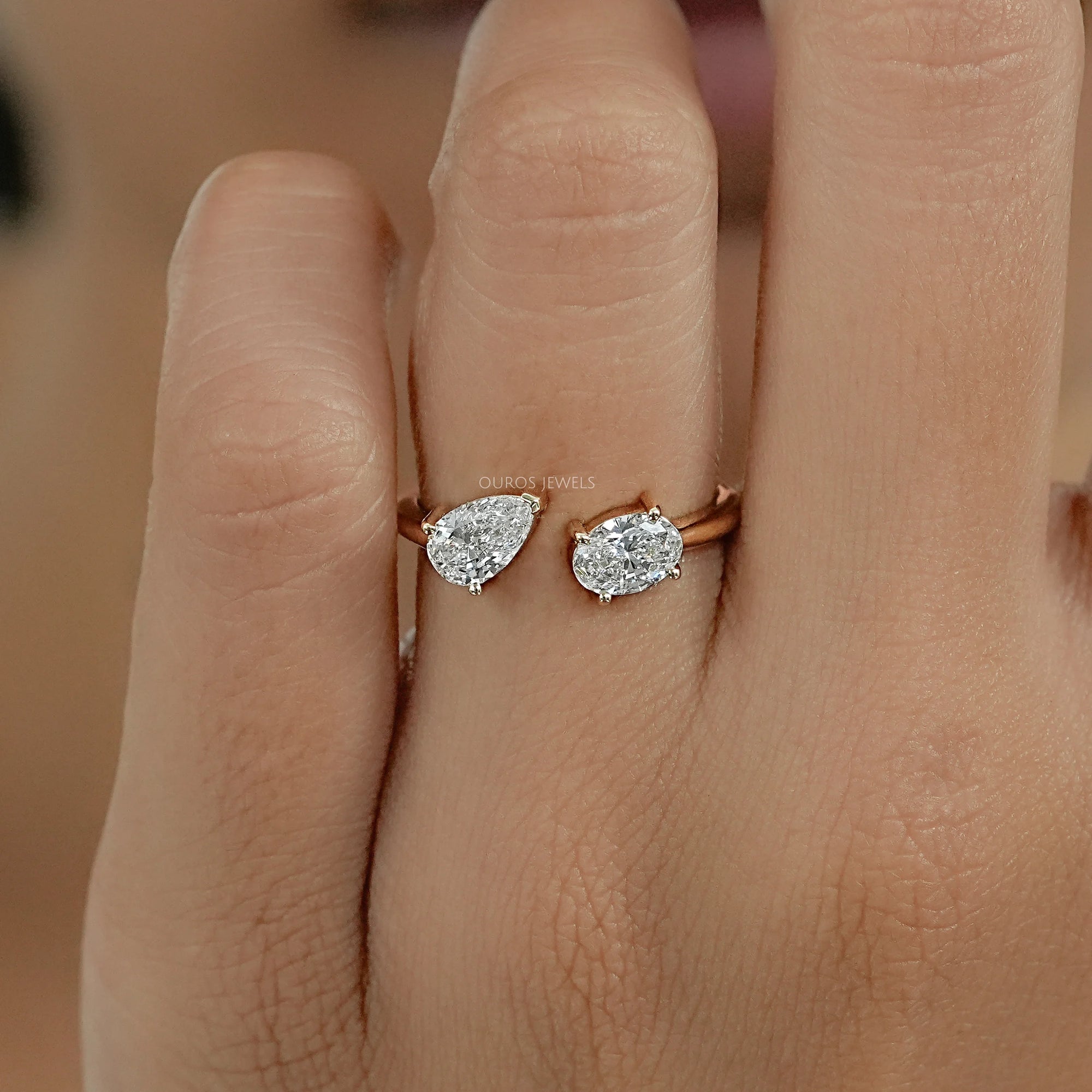 Pear And Oval Diamond Toi Et Moi Engagement Ring