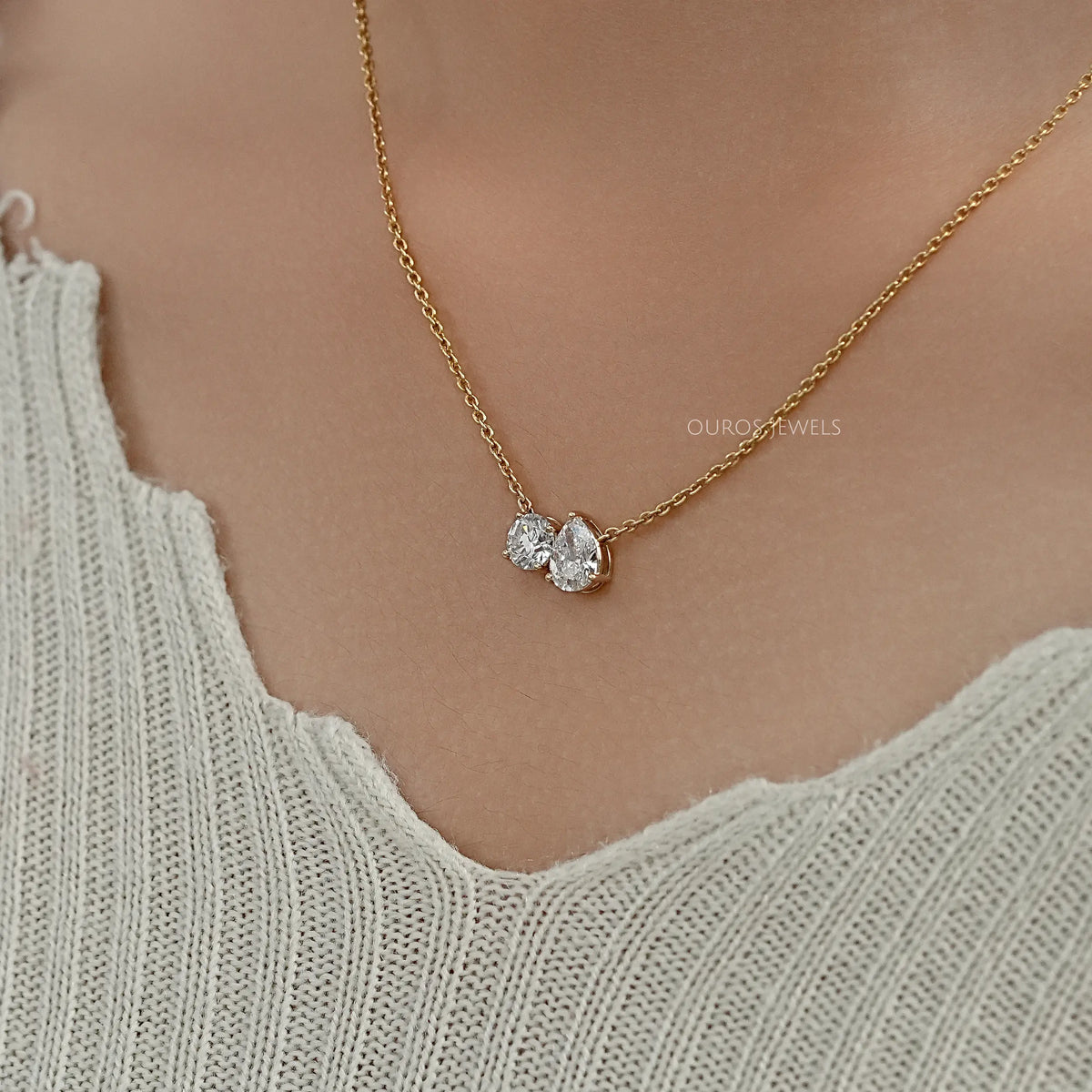 Pear And Round Diamond Toi Moi Pendant Necklaces