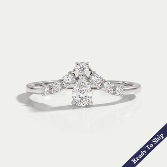 Pear Diamond Curved Wedding Band
