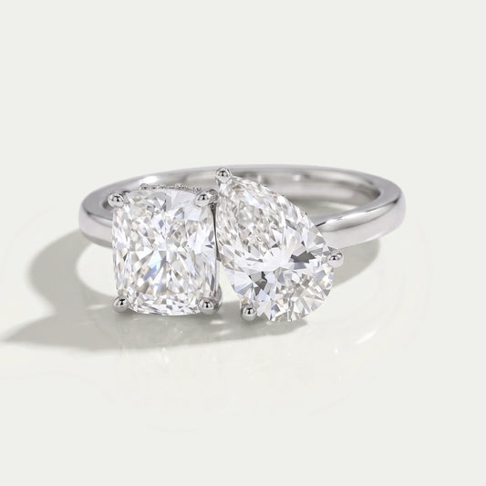 Pear And Cushion Cut Hidden Halo Toi Moi Ring Rings