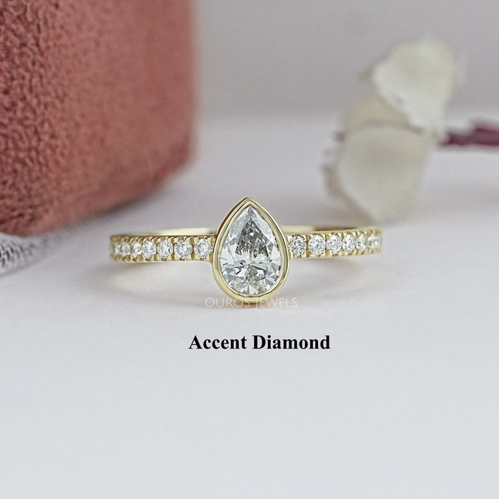 Bezel Set Lab Diamond Solitaire With Accent Ring