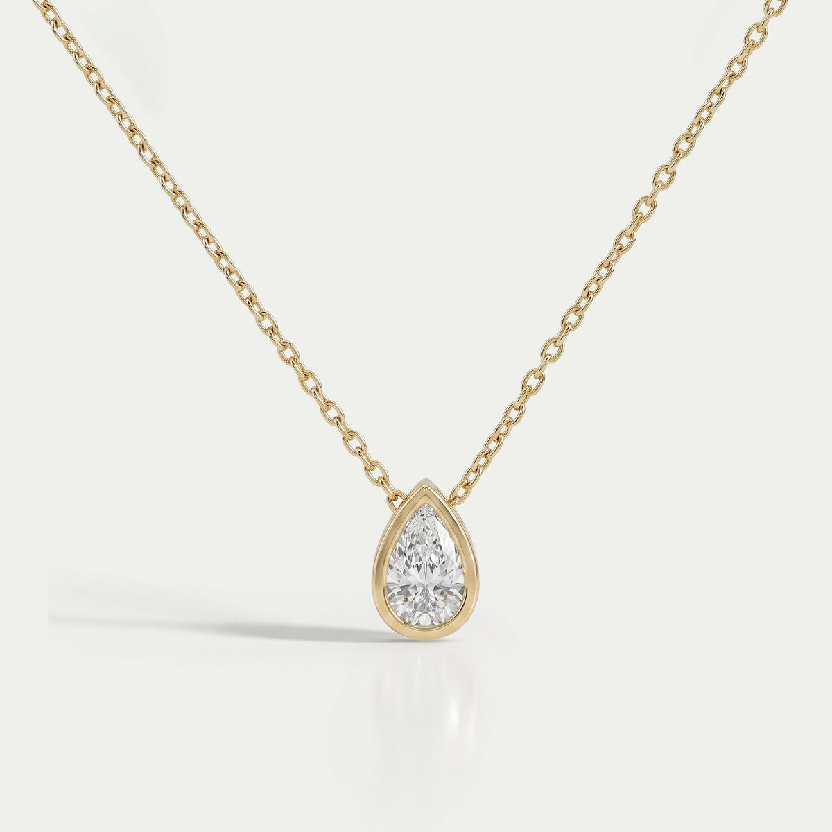 Bezel Set Pear Lab Diamond Solitaire Pendant Necklaces