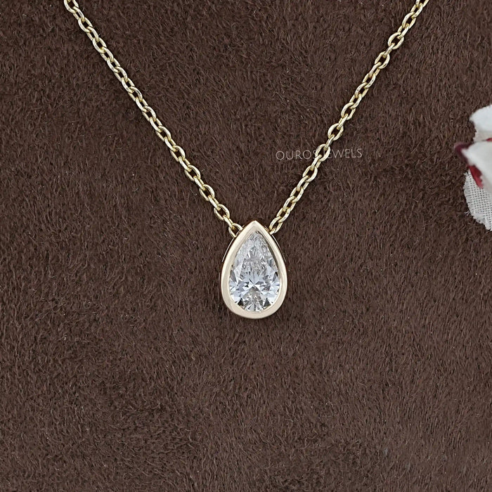 Bezel Set Pear Lab Diamond Solitaire Pendant