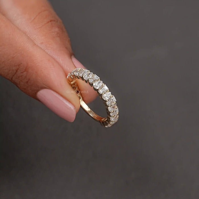 Tapered Baguette and Pear Diamond Half Eternity Wedding Band