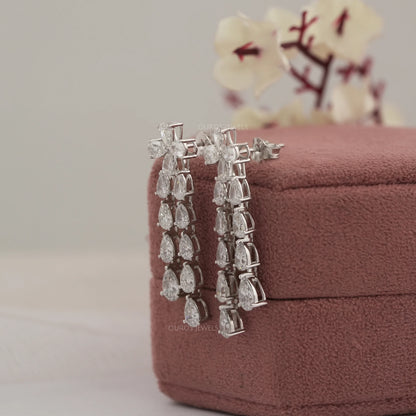 Pear Shape Diamond Dangle Earrings in 18K White Gold Earrings