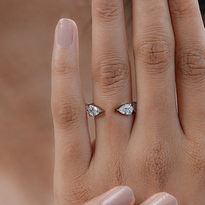 Pear Lab Diamond Open Cuff Wedding Band