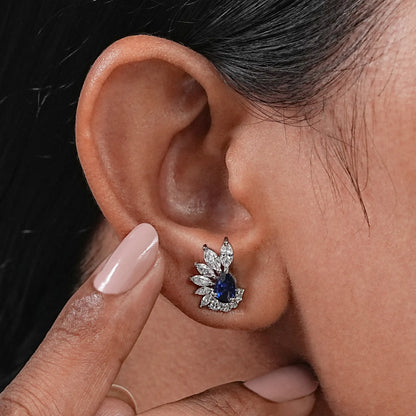 Pear Cut Sapphire Gemstone Stud Earrings Earrings
