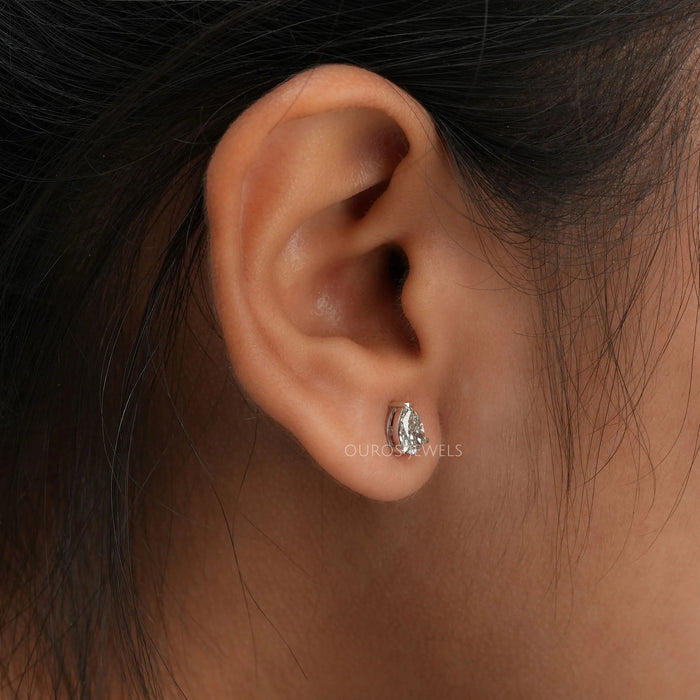 Olive Pear Diamond Stud Earrings