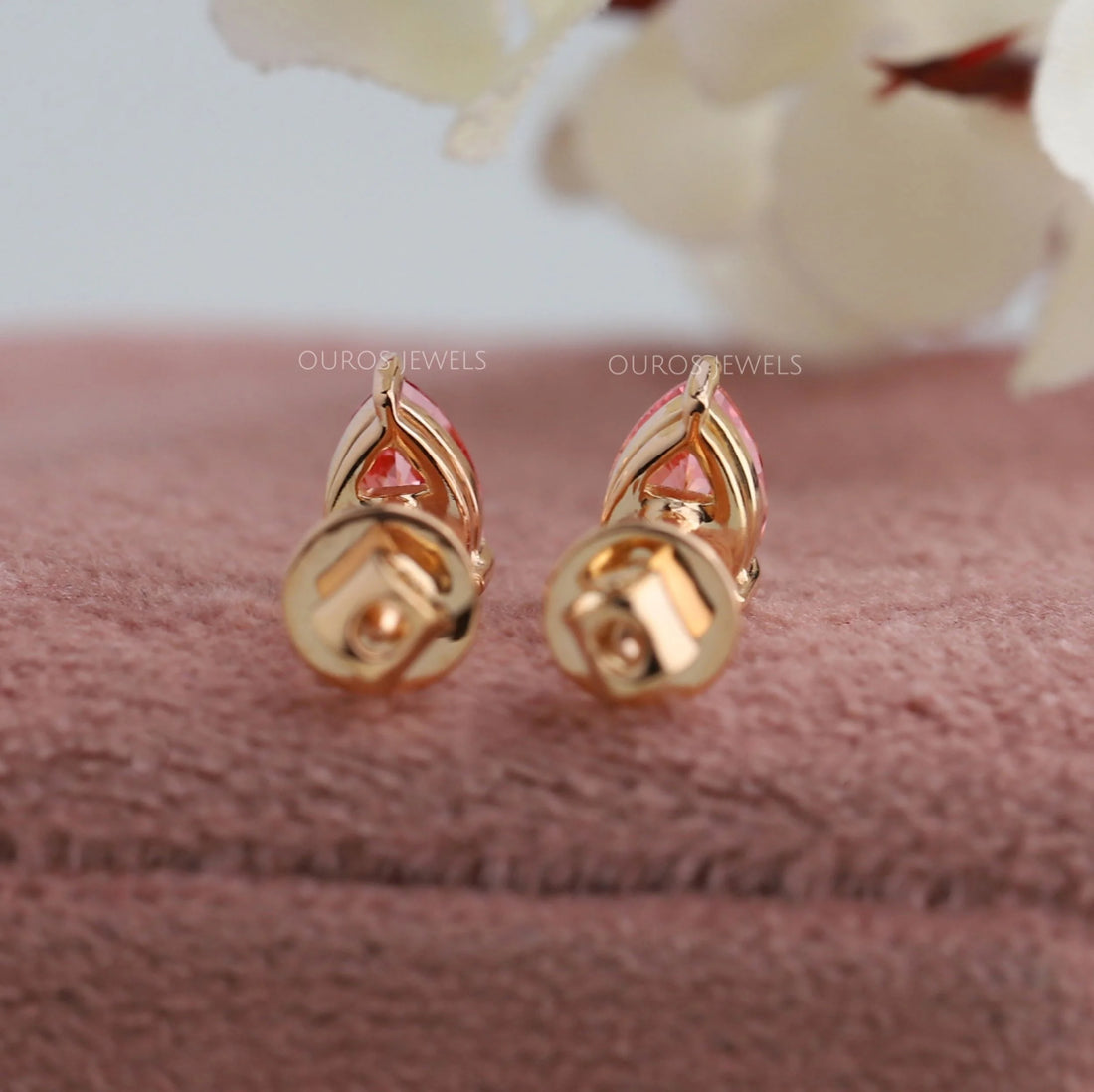 Pink Pear Cut Lab Diamond Solitaire Stud Earrings Earring