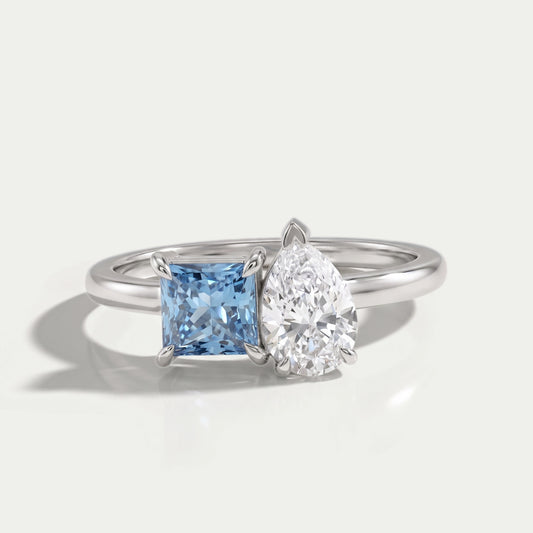 Pear and Princess Cut Toi Et Moi Ring Rings