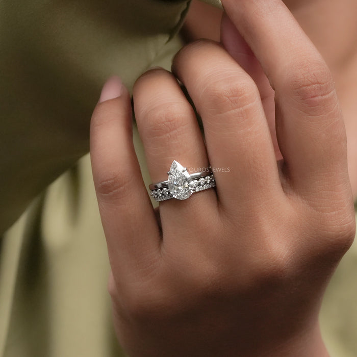 Ensemble de bagues avec diamants de laboratoire taille poire