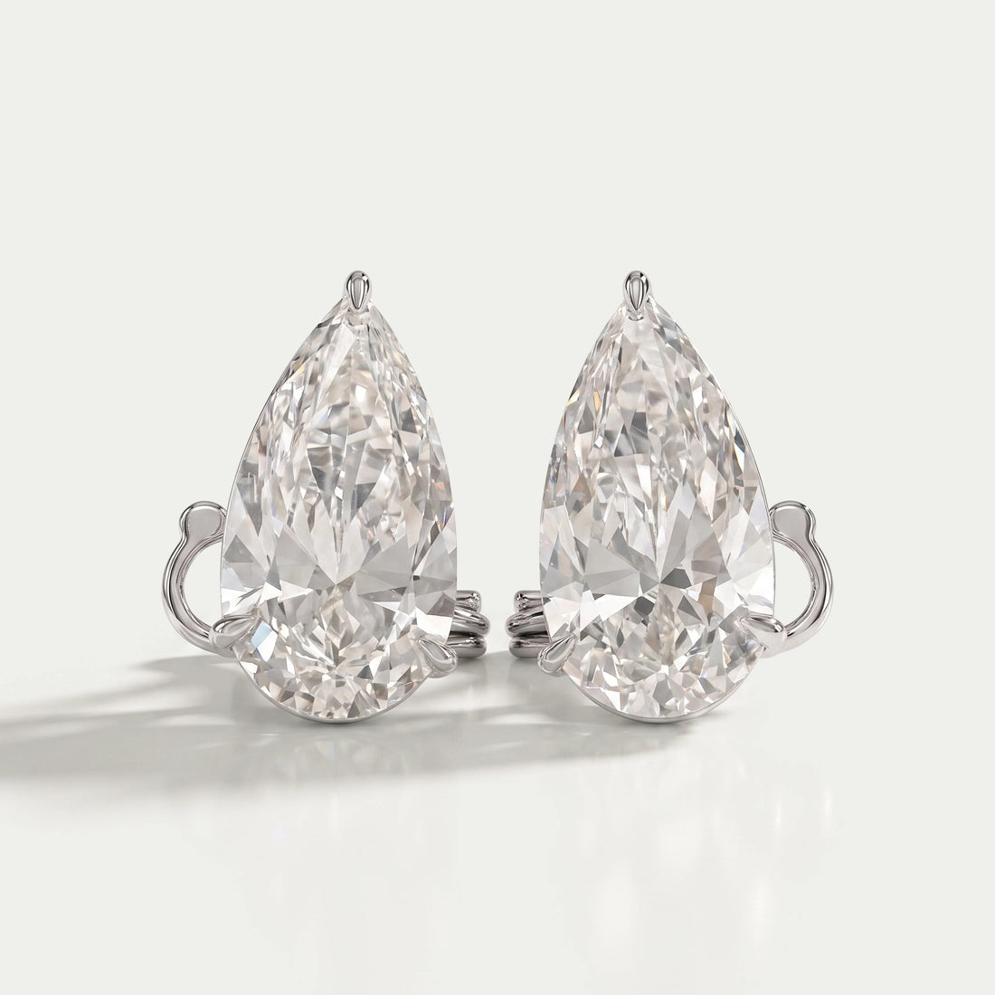 Pear Diamond Clip On Back Stud Earrings Earrings