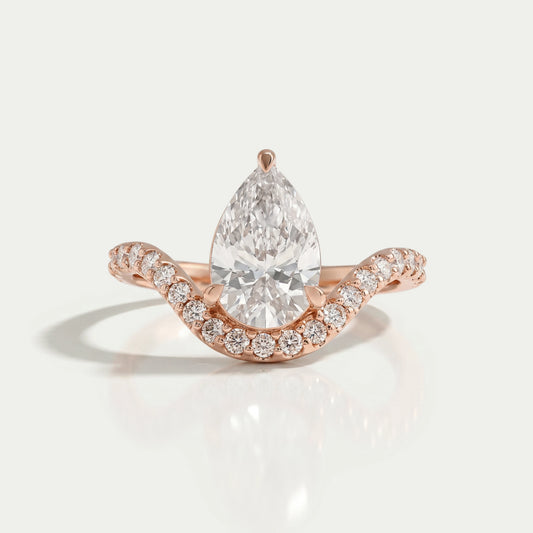 Pear Cut Pave Set Curved Engagement Ring