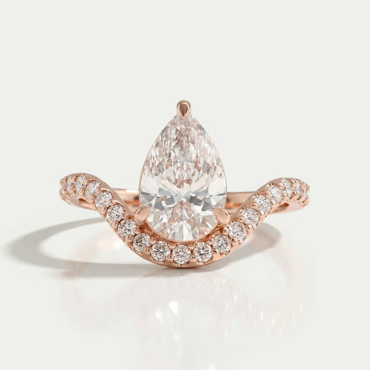 Pear Cut Pave Set Curved Engagement Ring