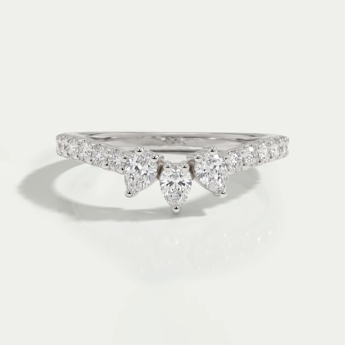 Pear Cut Curved Wedding Band Rings