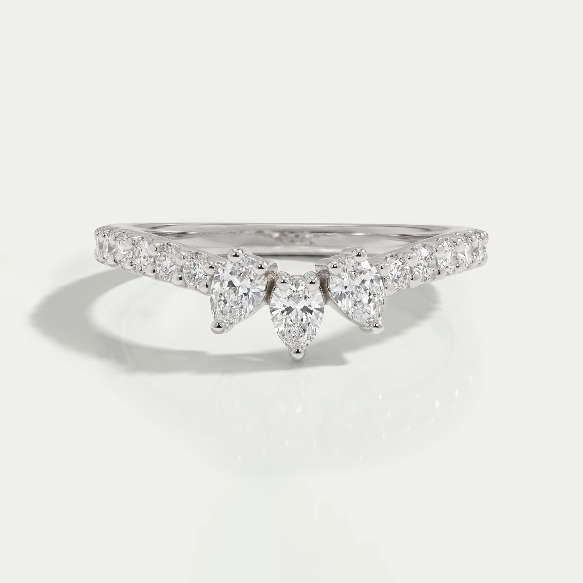 Pear Cut Curved Wedding Band Rings