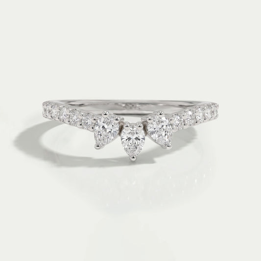 Pear Cut Curved Wedding Band Rings