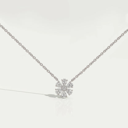 Pear Cut Lab Diamond Flower Pendant Necklaces