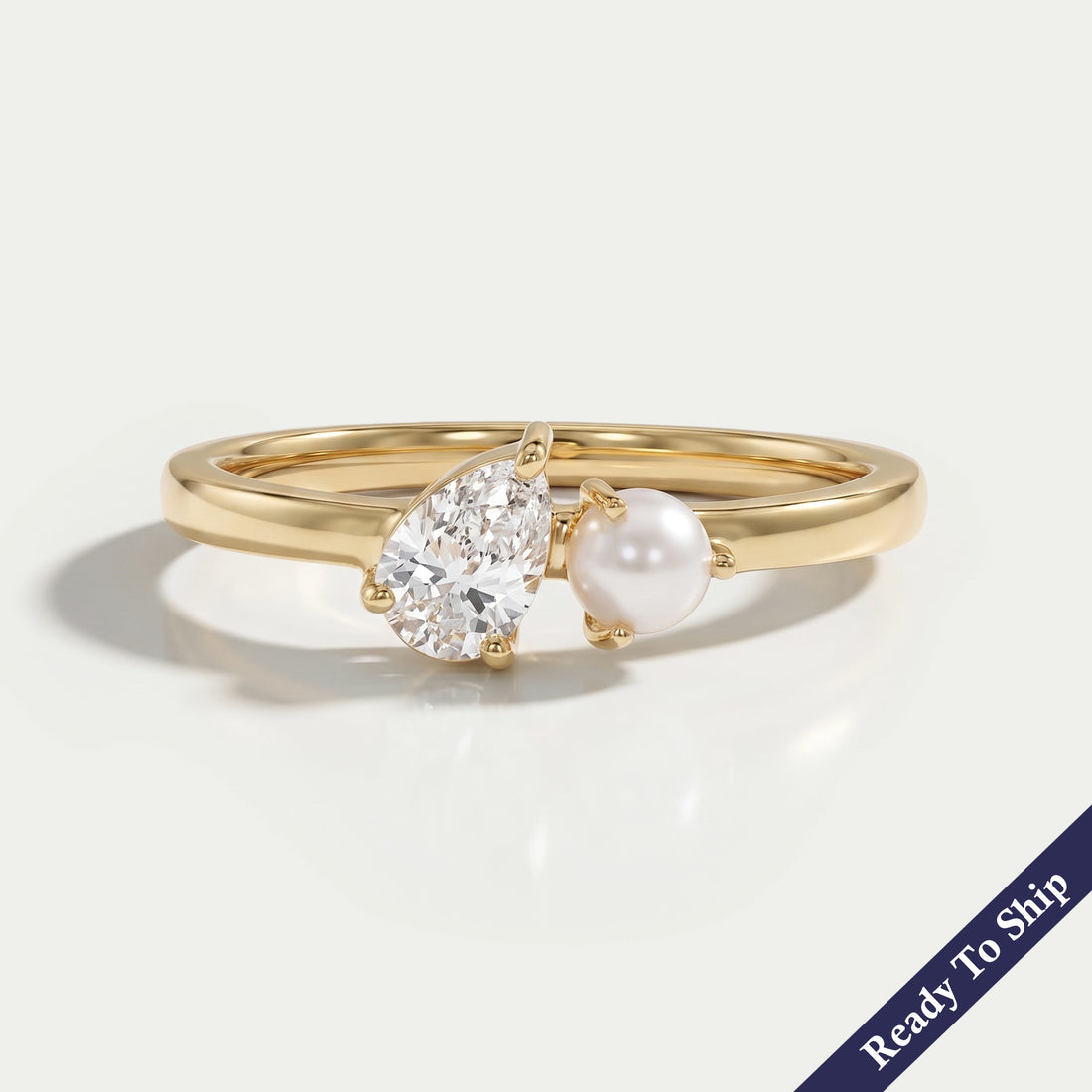Pear And Pearl Gemstone Toi Moi Engagement Ring Ring