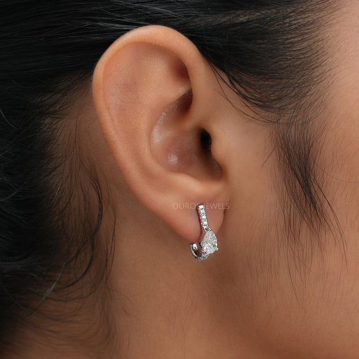 Pear Lab Grown Diamond C Hoop Earring