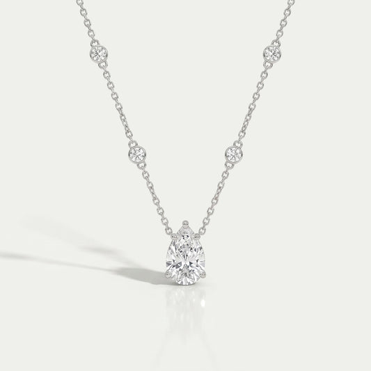 Chain Diamond Pear Pendant Necklaces