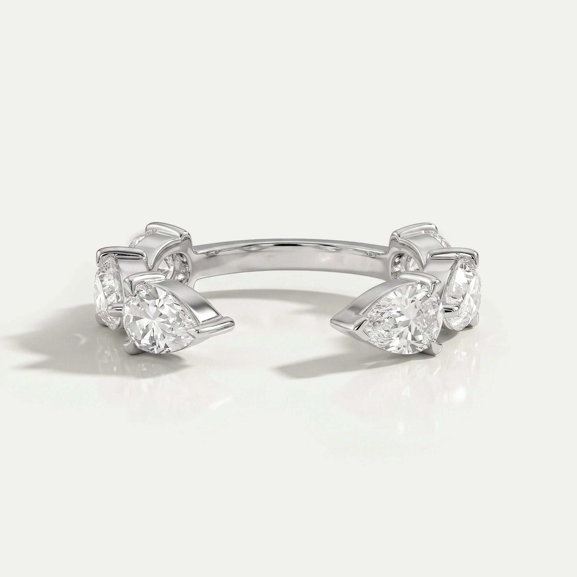 Pear Lab Diamond Open Cuff Wedding Band Rings