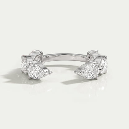 Pear Lab Diamond Open Cuff Wedding Band Rings