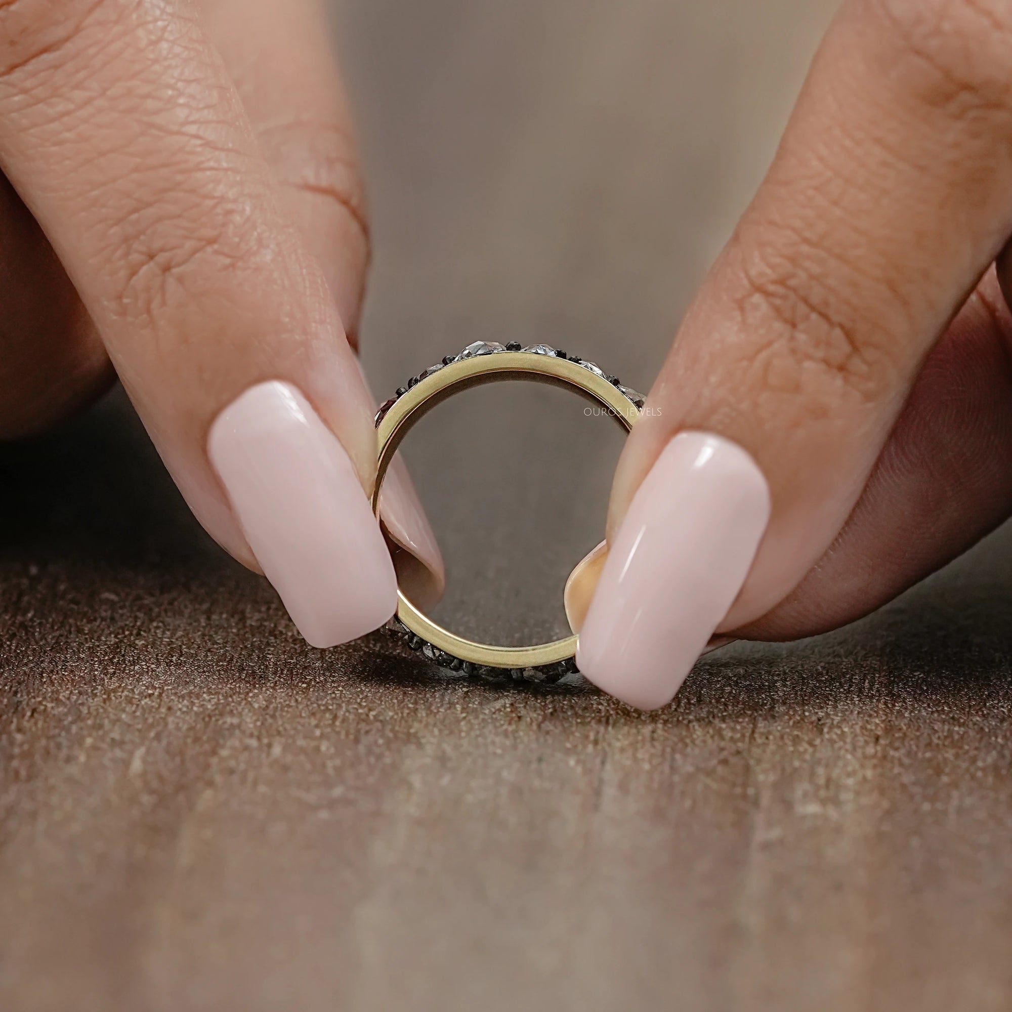 Rose Cut Diamond Eternity Wedding Band
