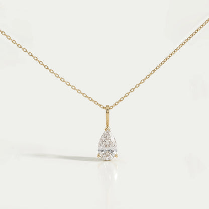 Lab Diamond Pear Cut Solitaire Pendant Necklaces