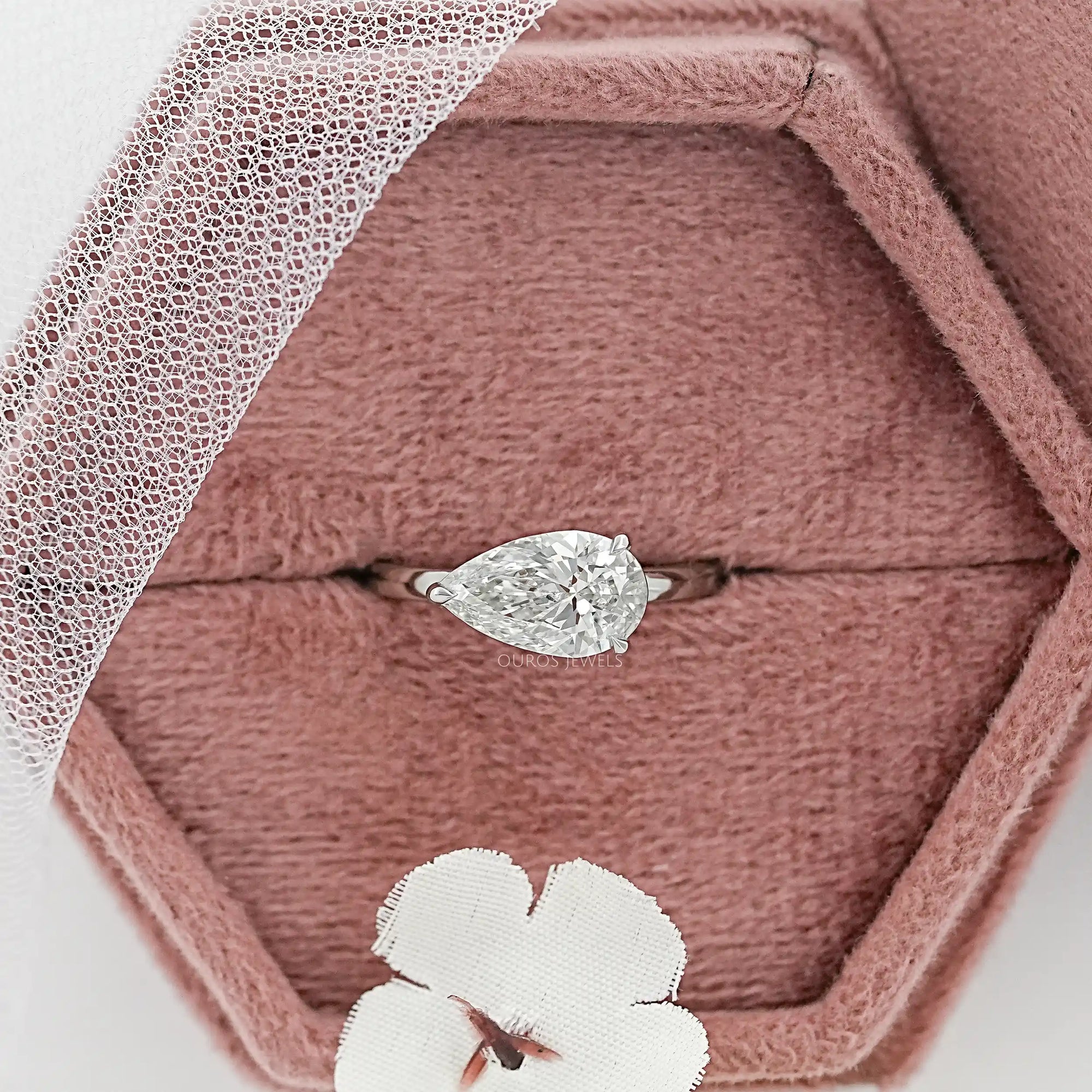 East West Pear Diamond Solitaire Engagement Ring