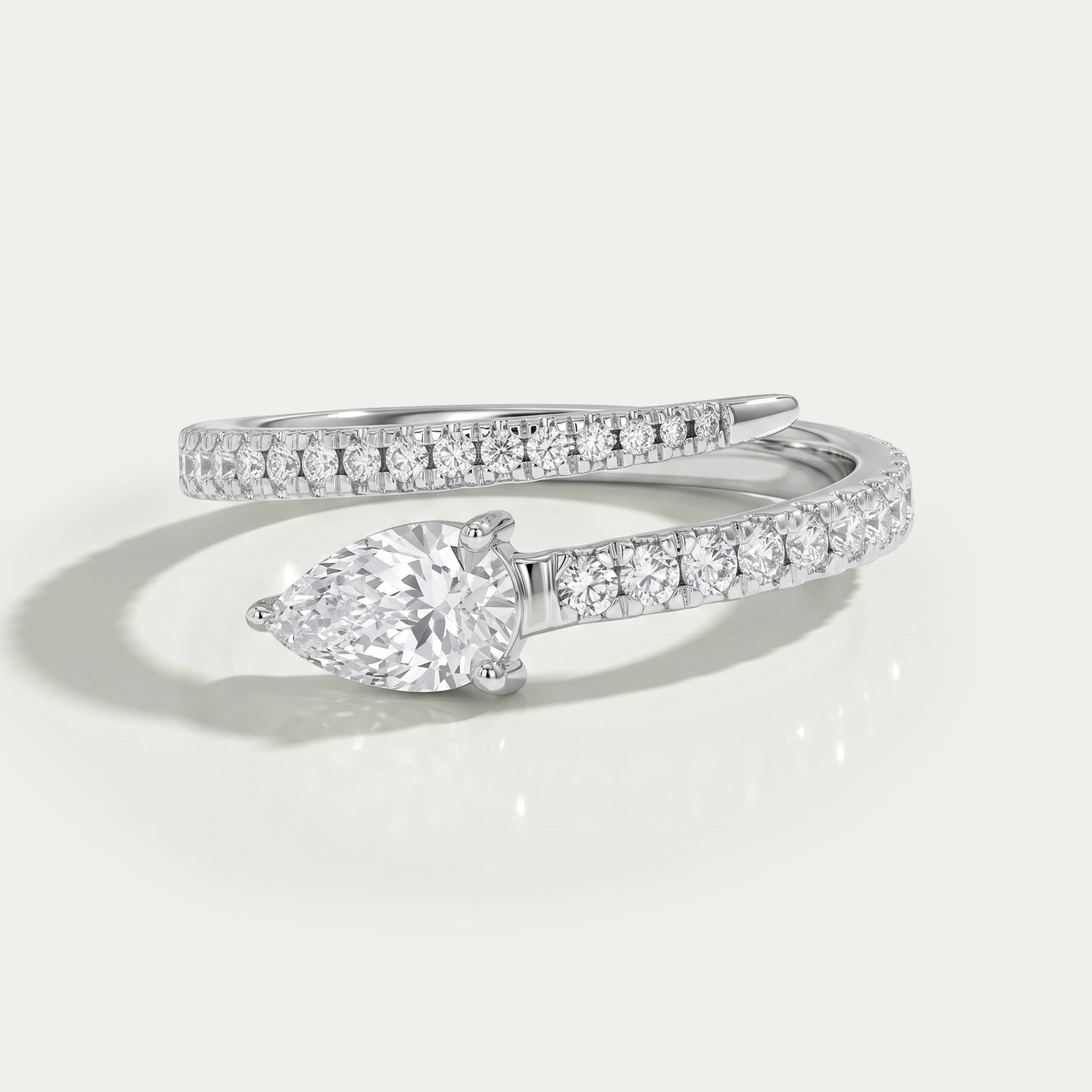 Pear Cut Lab Diamond Spiral Anniversary Ring Rings
