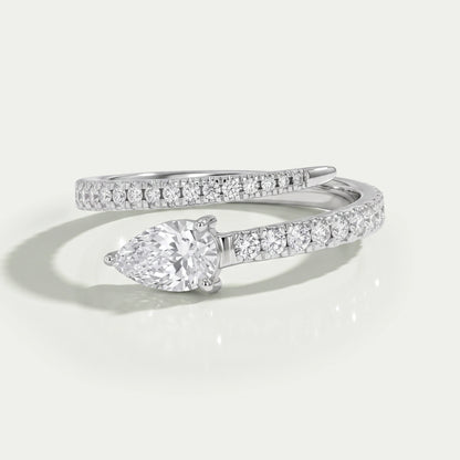 Pear Cut Lab Diamond Spiral Anniversary Ring Rings