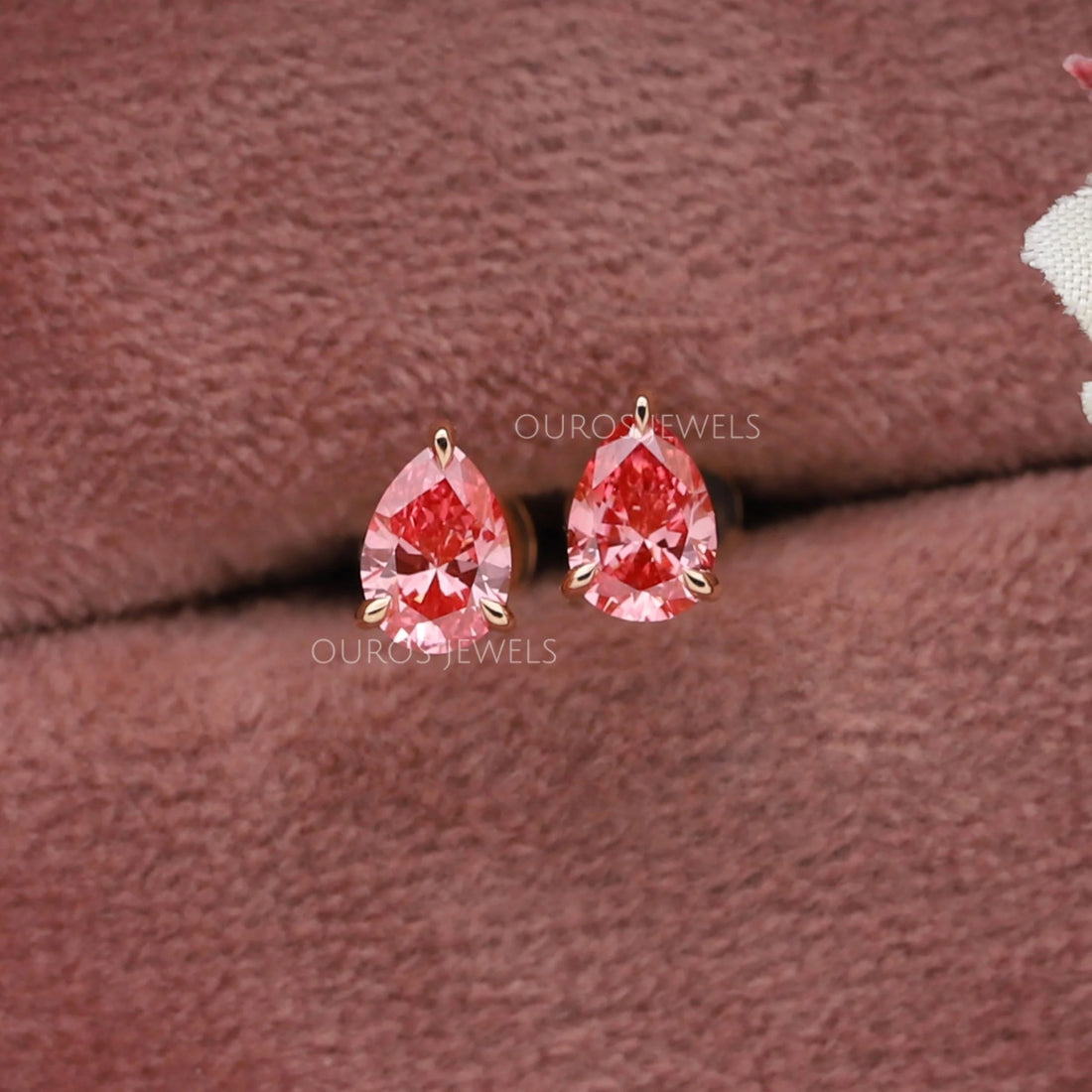 Pink Pear Cut Lab Diamond Solitaire Stud Earrings Earring