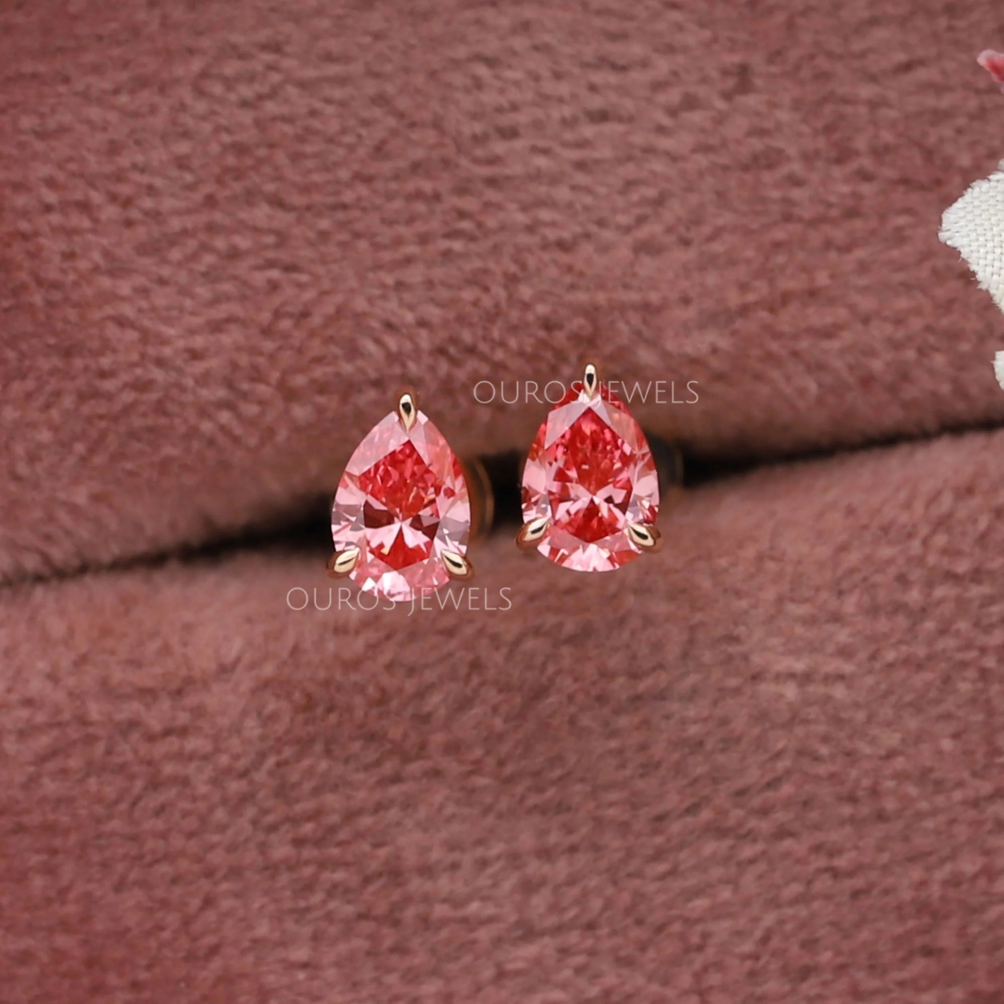Pink Pear Cut Lab Diamond Solitaire Stud Earrings Earring
