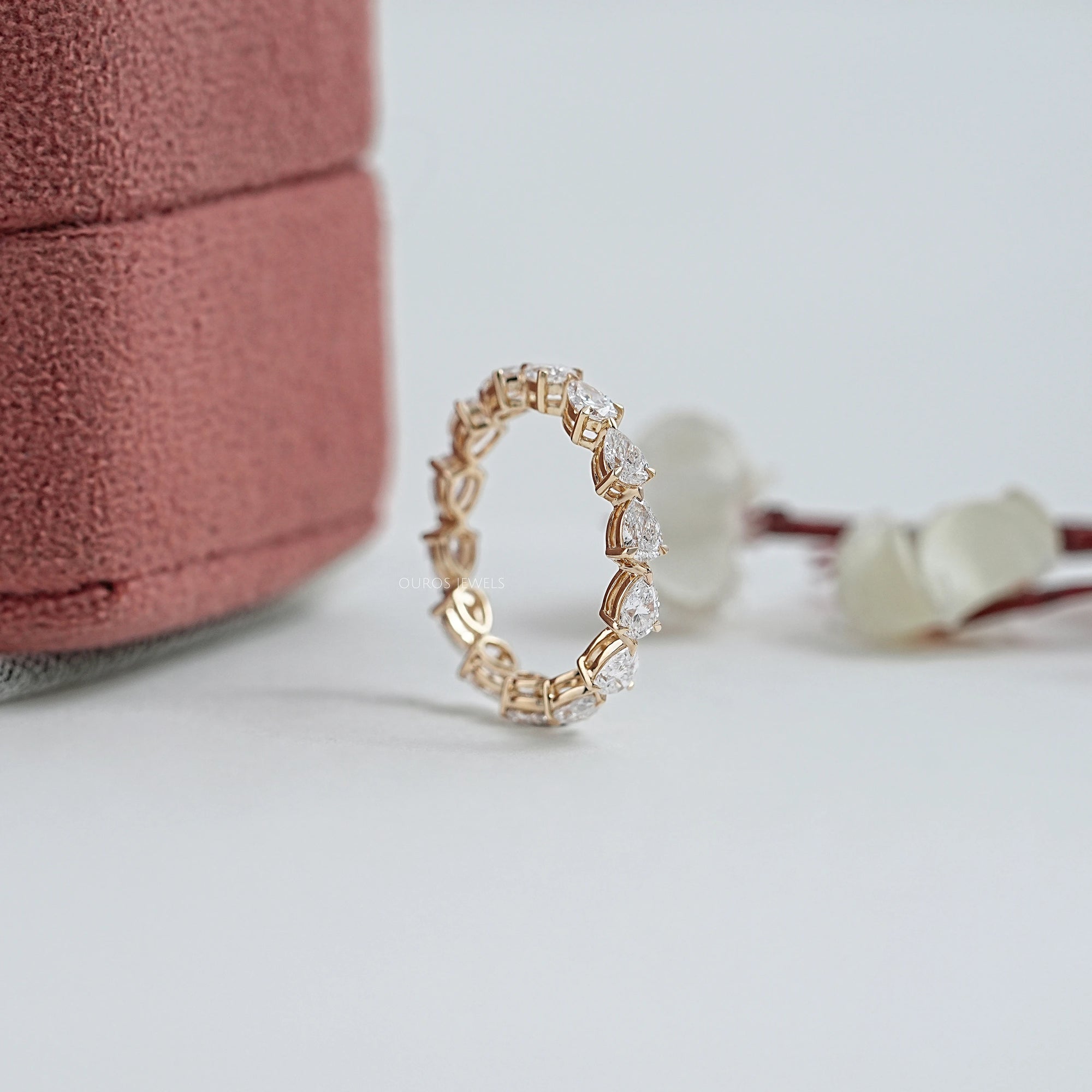 East West Pear Cut Lab Diamond Full Eternity Band Ring